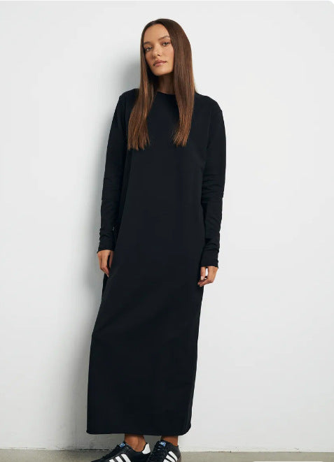 Women's Casual Long Sleeve Solid Maxi Dress Loose Fit