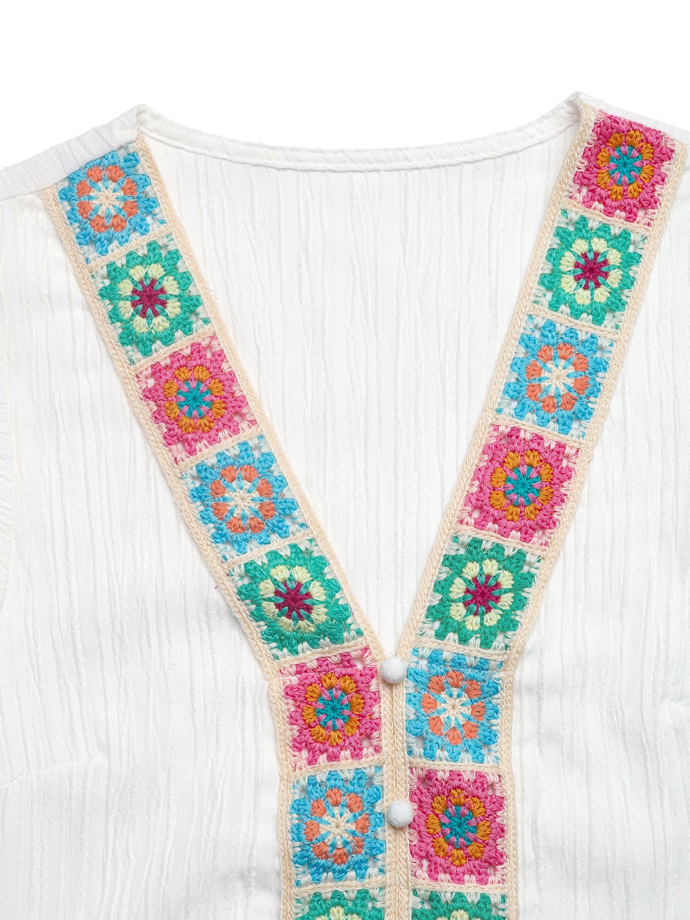 Boho Embroidered V-Neck Blouse Loose Sleeve Summer Top
