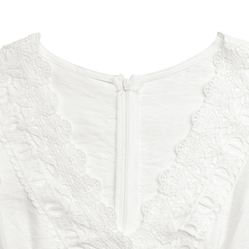 Lace Flutter Sleeve Wide Leg Jumpsuit Resort Outfit