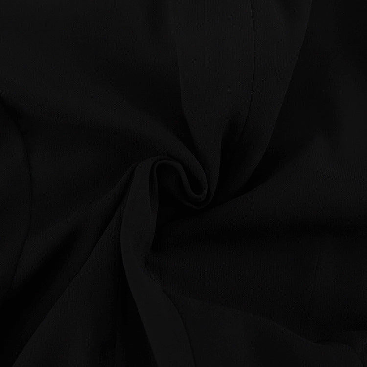 Black Chiffon Cutout Mini Dress Mock Neck Long Sleeve