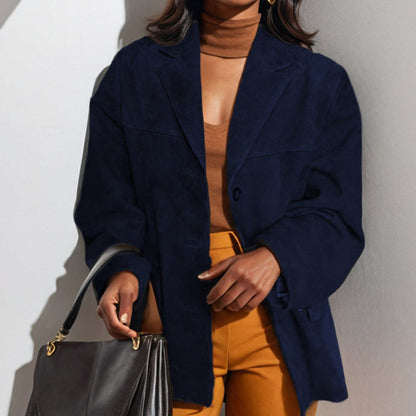 Women's Oversized Vintage Blazer Button Front Jacket