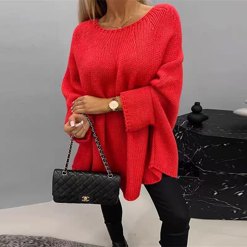 Women's Oversized Chunky Knit Poncho Sweater