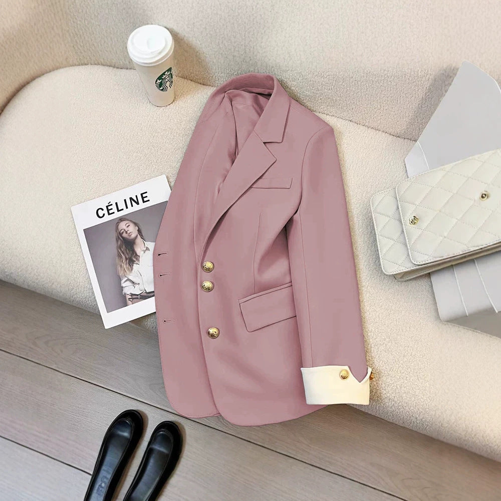 Women's Blazer with Contrast Cuffs Single Breasted