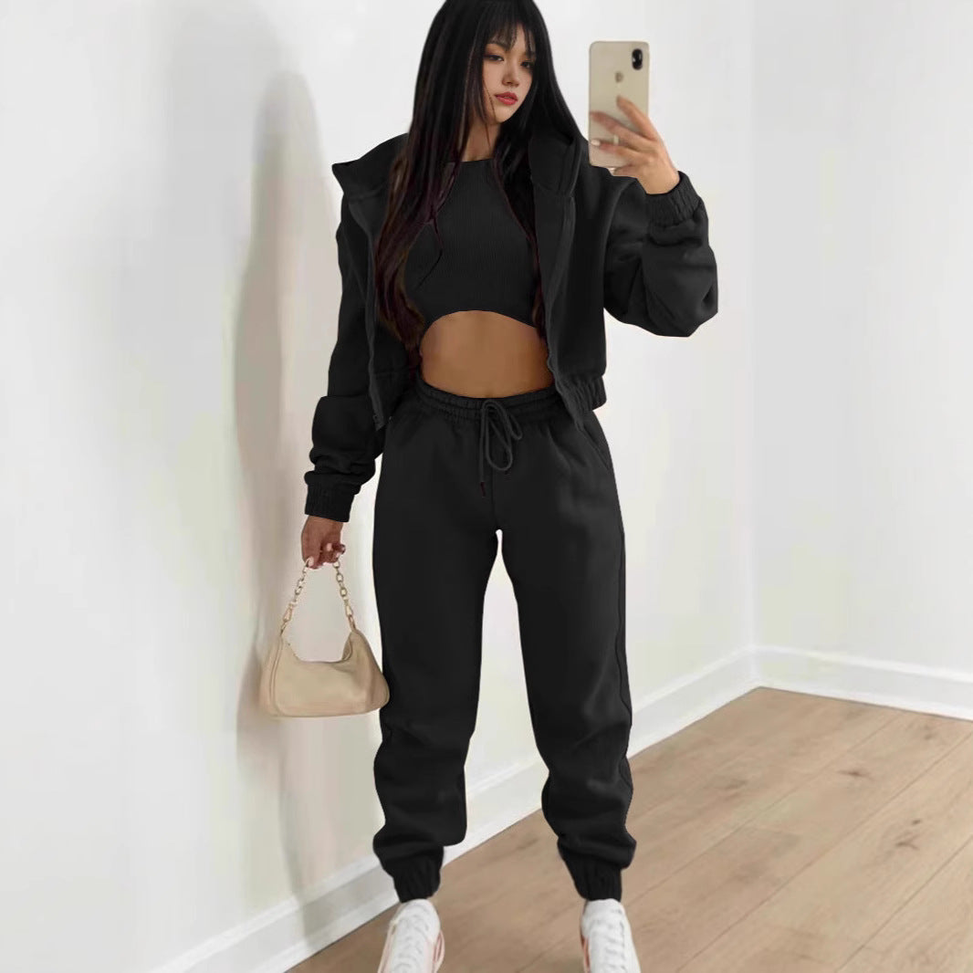 Women's 3 Piece Fleece Hoodie Sweatpants Lounge Set