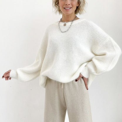 Cozy Faux Mink Knit Sweater Women Loose Fit Fall Winter