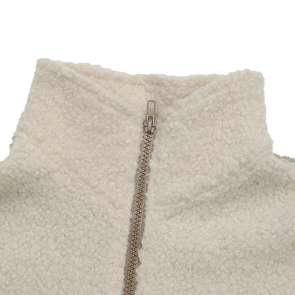 Half Zip Colorblock Teddy Fleece Pullover Sweatshirt