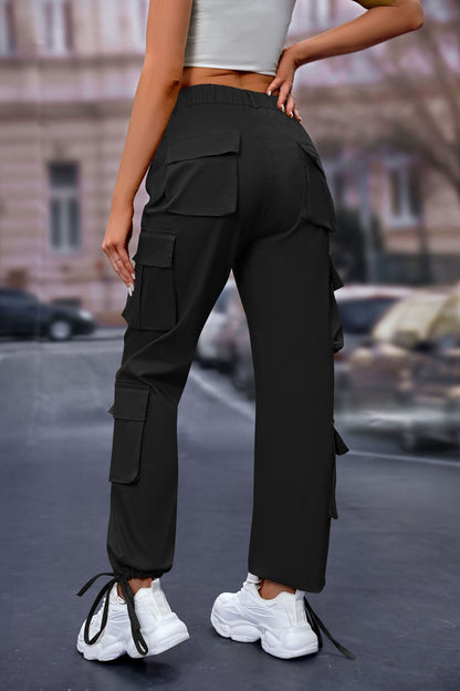 Women's High-Waist Cargo Pants with 8 Pockets, Loose Fit Streetwear