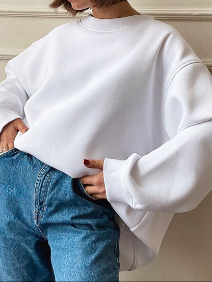 Women's Oversized Fleece Crewneck Sweatshirt Streetwear