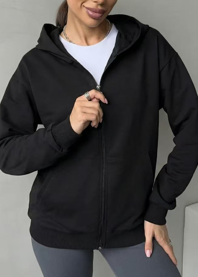 Women's Oversized Acid Wash Zip-Up Hoodie