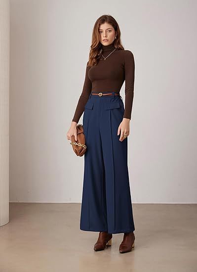 Women's High-Waist Wide-Leg Suit Pants – Elegant Business Trousers