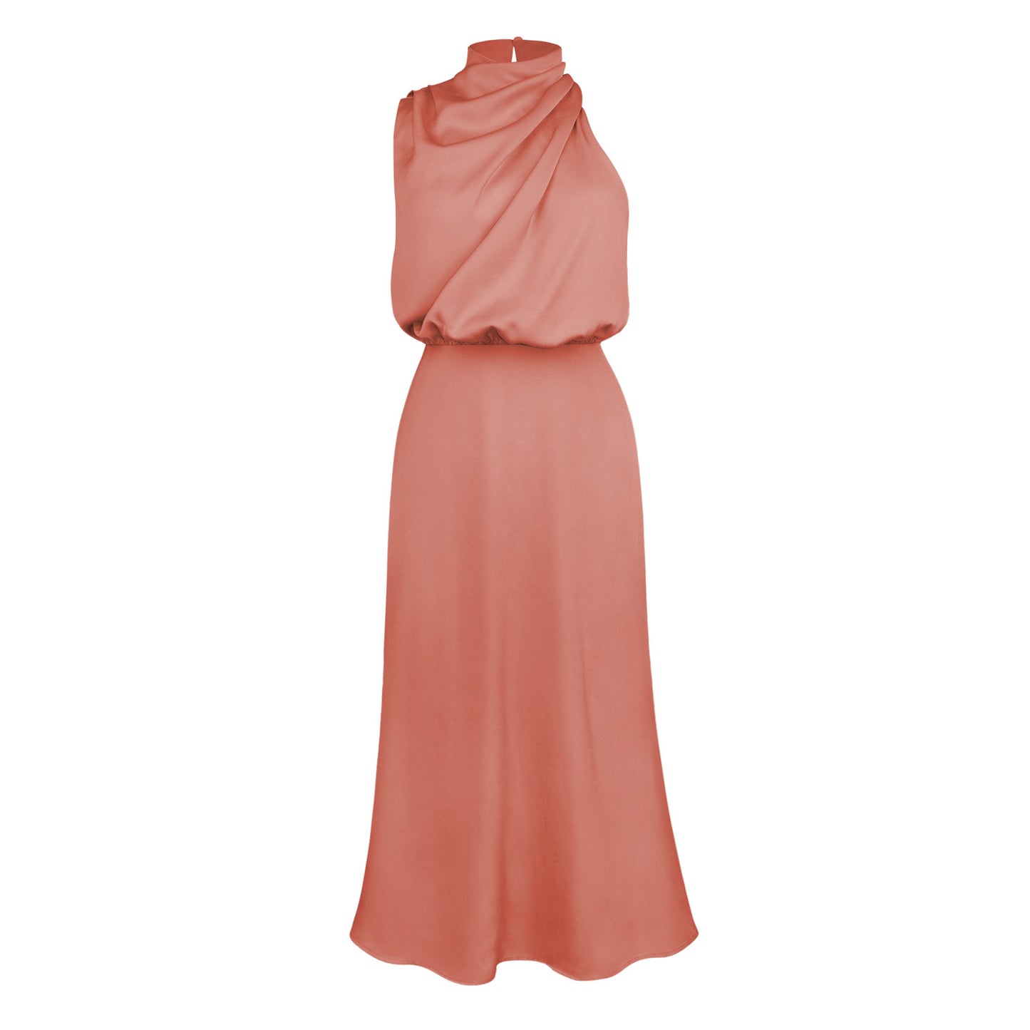 Satin Sleeveless Dress, Elegant Celebrity Evening Dress