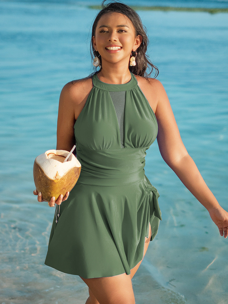 Plus Size Women’s Swimsuit - Stylish, Sexy One-Piece Dress