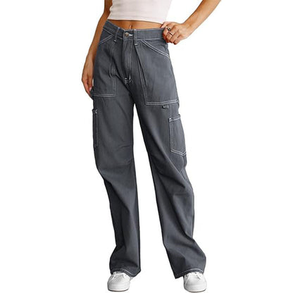 Women's High Waist Loose Cargo Pants with Pockets Streetwear