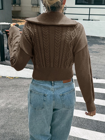 Women’s Y2K Zip Up Knit Sweater Jacket Long Sleeve Top