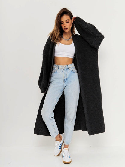 Womens Oversized Long Cardigan Open Front Knit Duster
