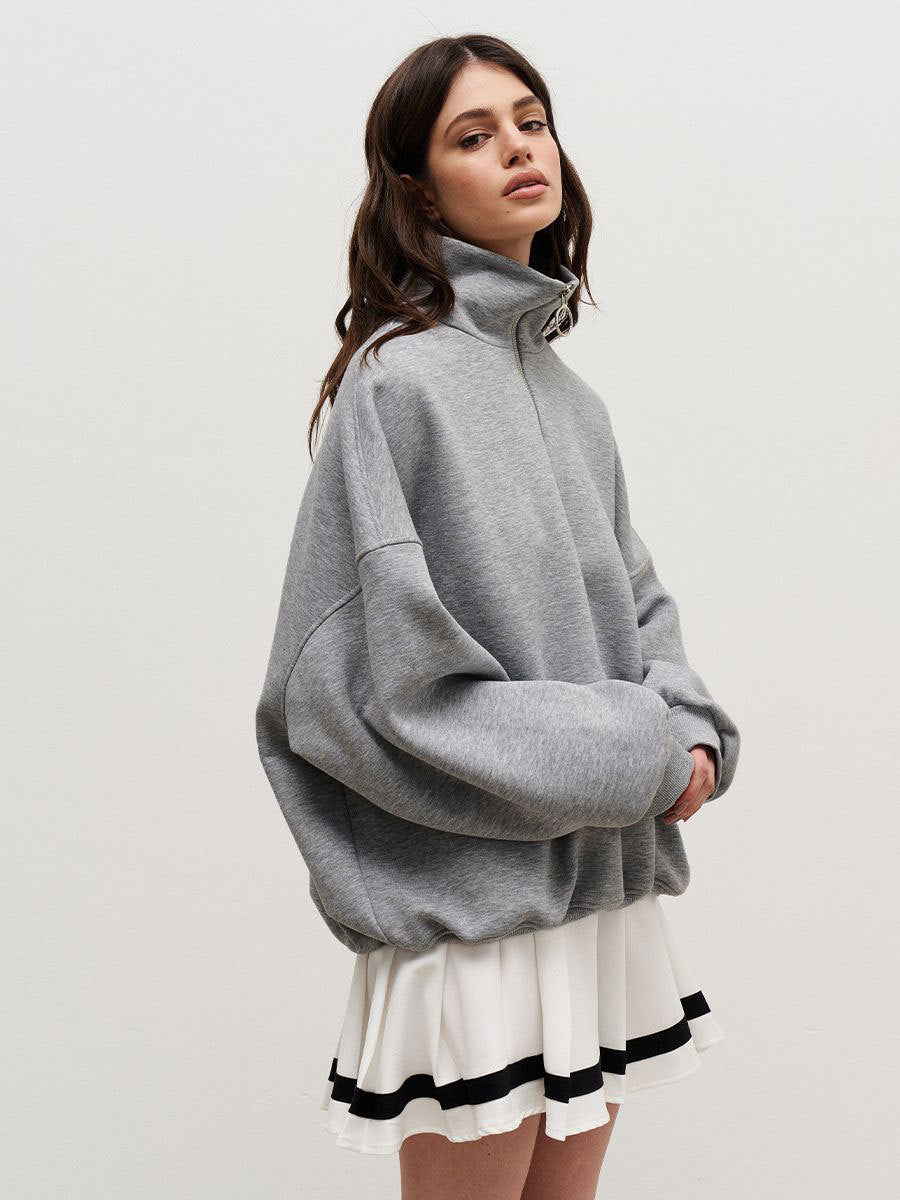 Oversized Quarter Zip Sweatshirt Women Casual Loose Fit