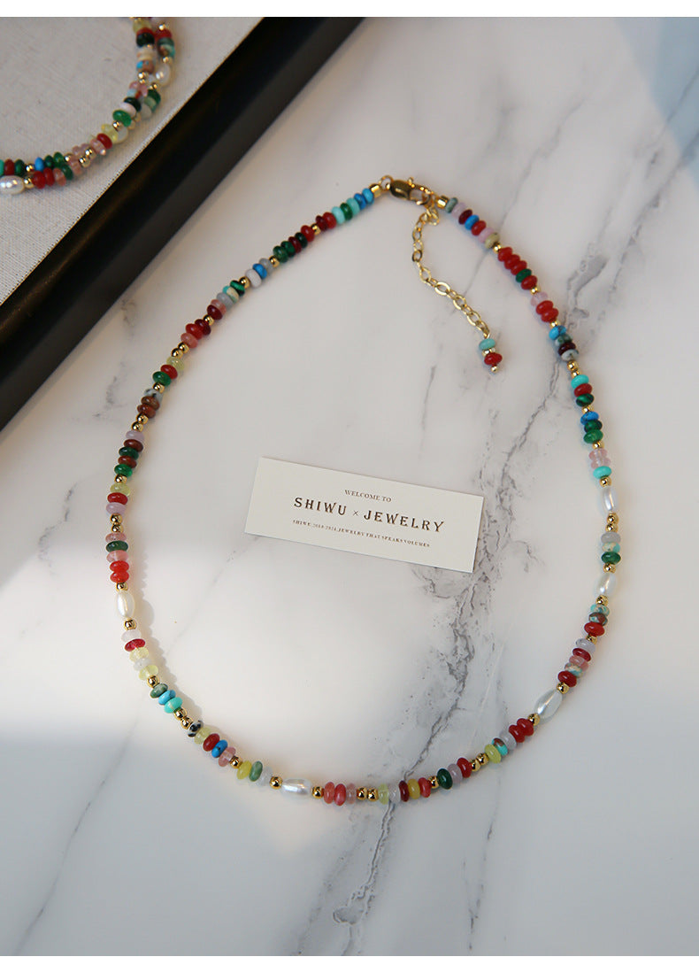 Multicolor Beaded Freshwater Pearl Necklace
