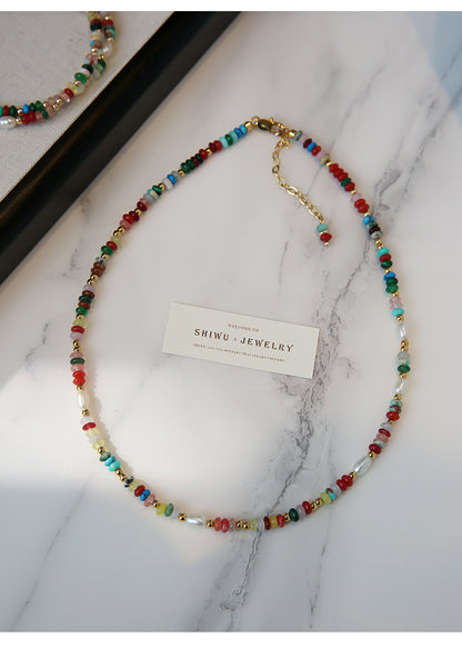 Multicolor Beaded Freshwater Pearl Necklace