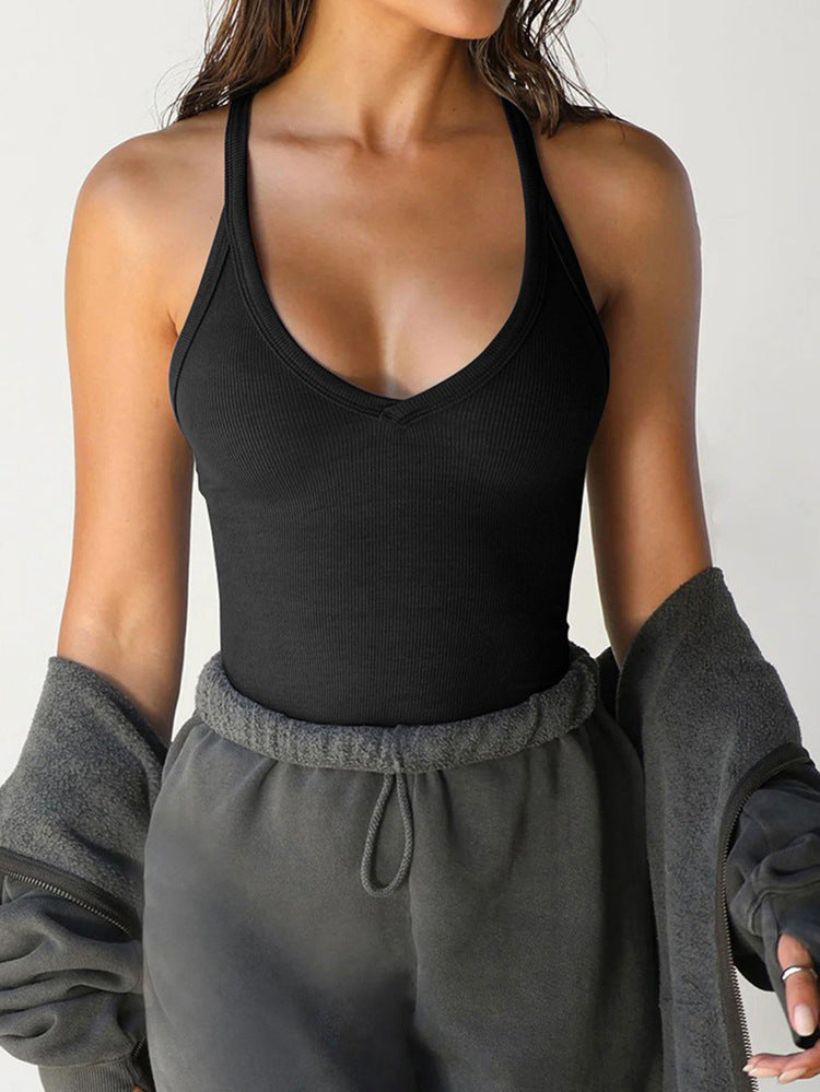 Y2K Ribbed Knit Fitted Spaghetti Strap Tank Top