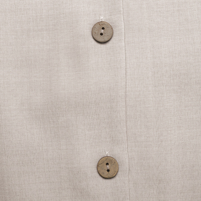 Linen Look Midi Dress Button Front Sleeveless Shirt