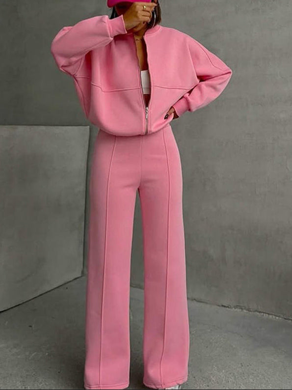 Women's Matching Set Zip Jacket Wide Leg Sweatpants