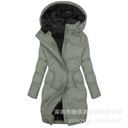Women's Long Hooded Fur Trim Puffer Coat