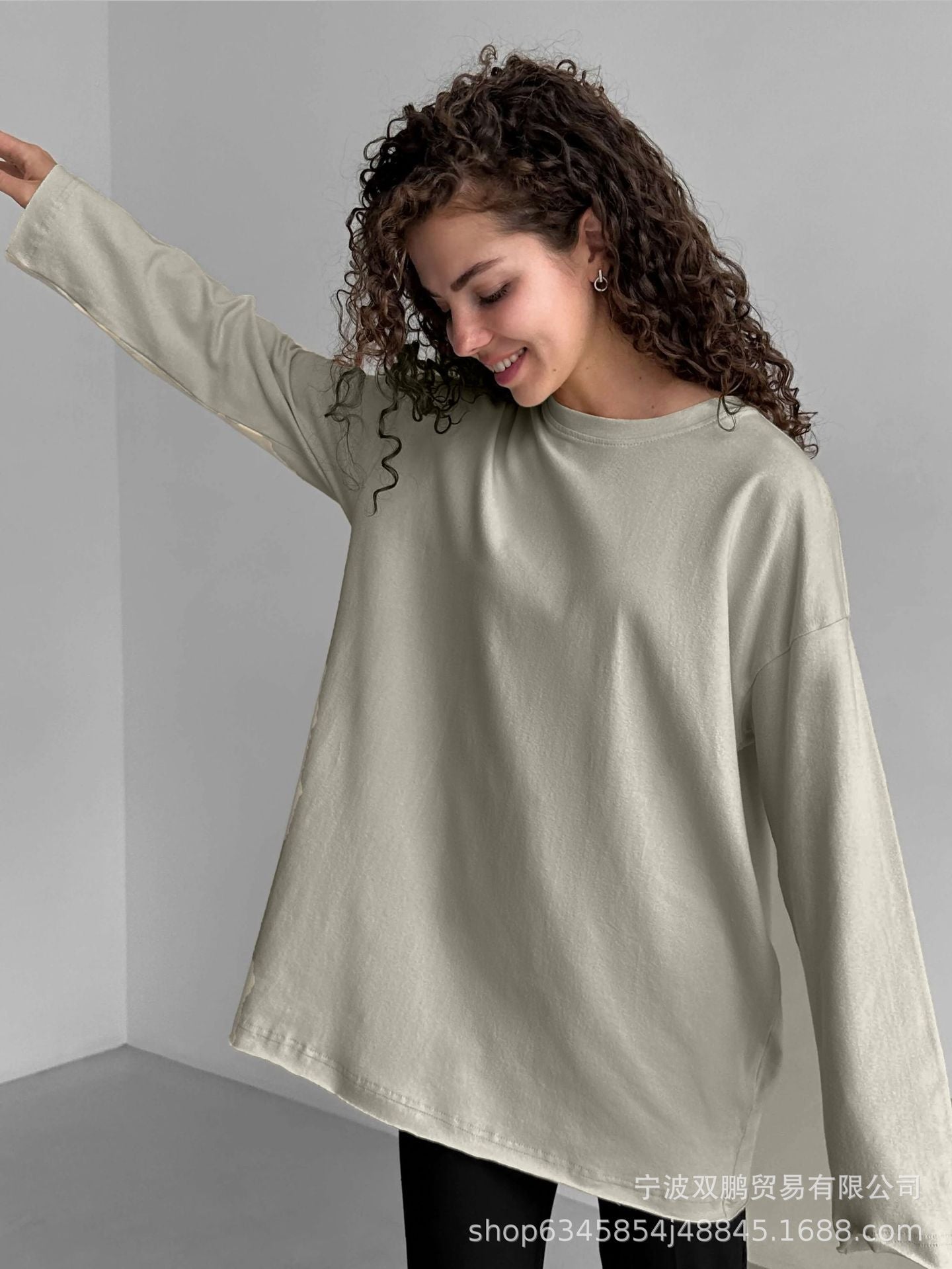 Loose Fit Cotton Long Sleeve Casual T Shirt for Women