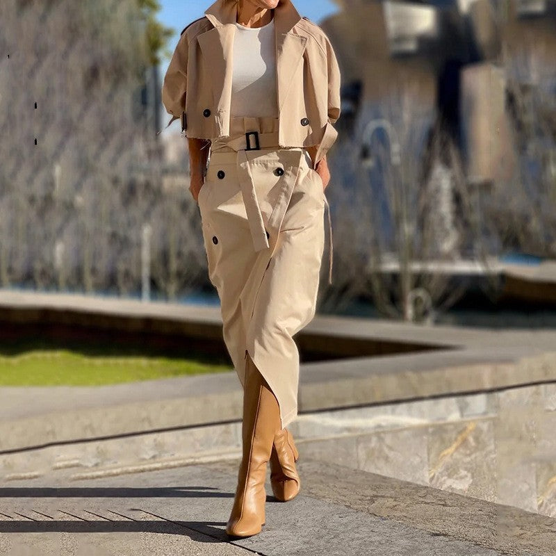 Women's 2 Piece Crop Blazer & Pants Set Casual Chic