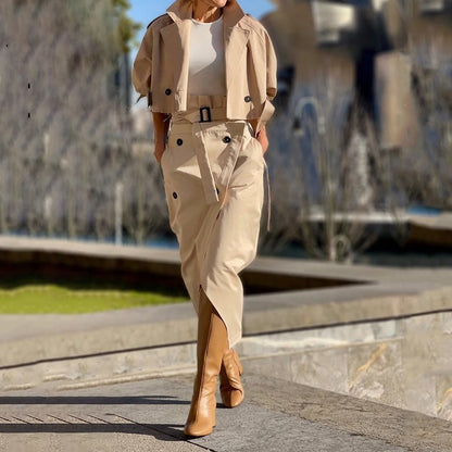 Women's 2 Piece Crop Blazer & Pants Set Casual Chic