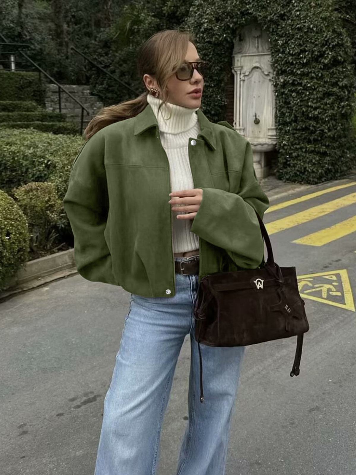 Women's Casual Batwing Zip Up Jacket
