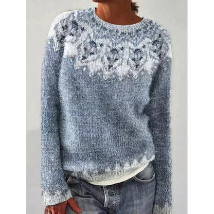 Women's Fair Isle Crewneck Knit Sweater Pullover