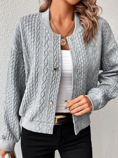 Women's Stand Collar Button Up Long Sleeve Quilted Jacket