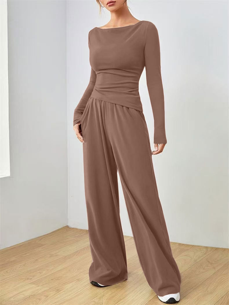 Women's Two Piece Wide Leg Pants Set Long Sleeve
