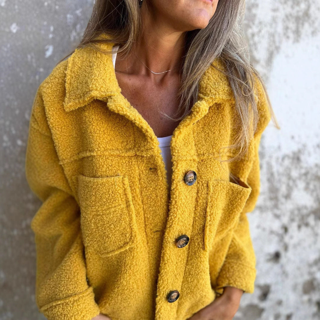 Women's Oversized Sherpa Jacket Button Front Fleece