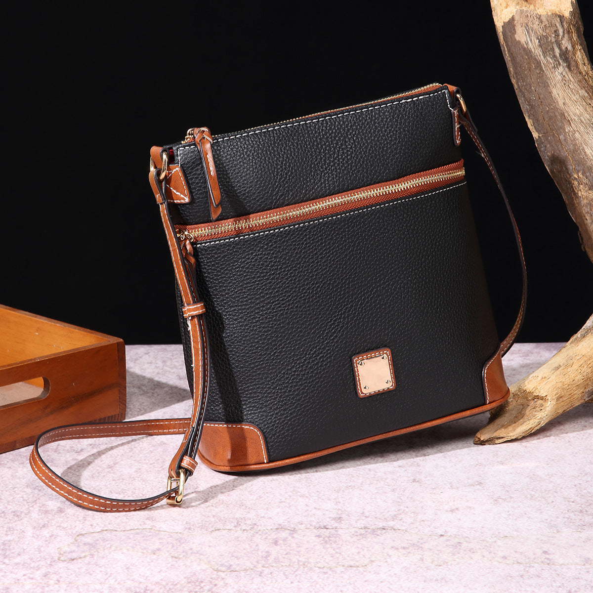 Vintage Pebbled PU Leather Crossbody Bag for Women
