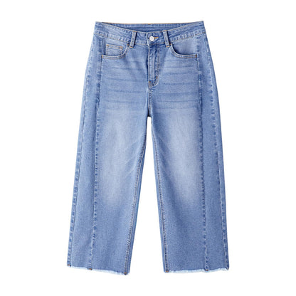 Women's High Waist Vintage Wash Stretch Cropped Jeans