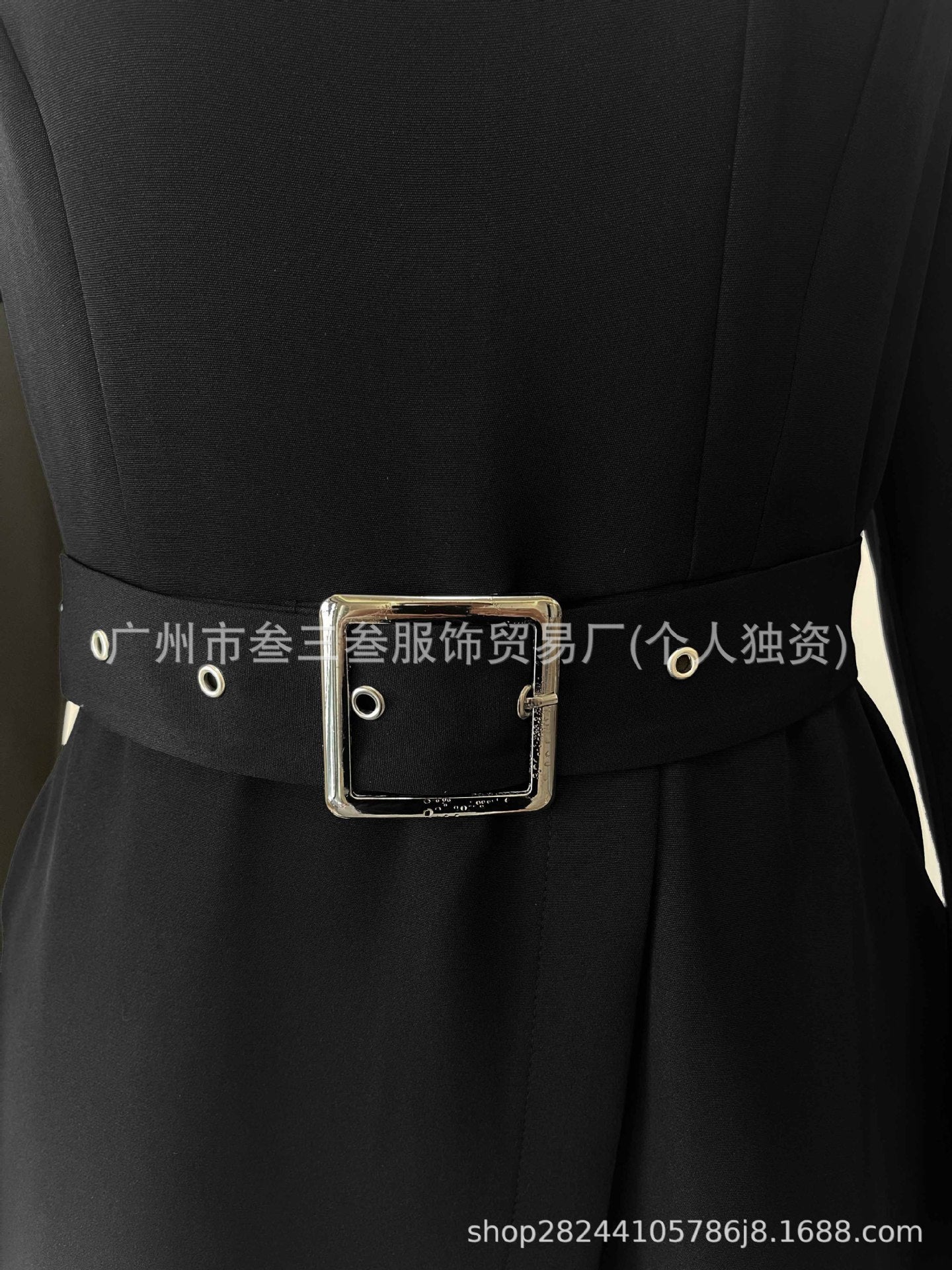 Women Mock Neck Long Sleeve Zip Front Belted A-Line Dress