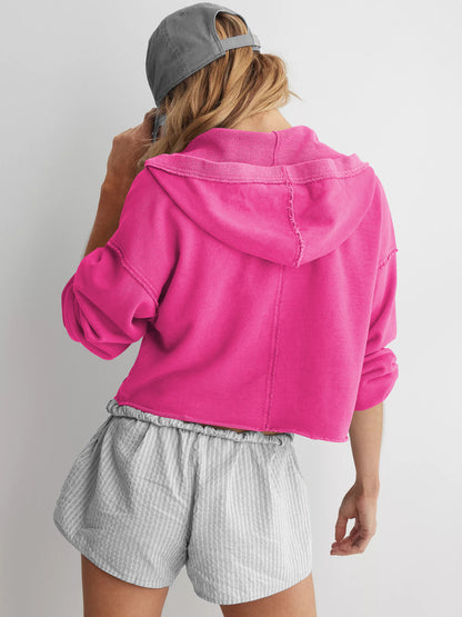 Oversized V Neck Hooded Sweatshirt Pullover Top