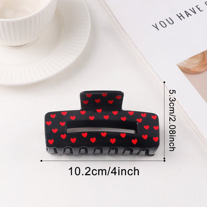 Heart Print Acrylic Hair Claw Clip Large Strong Hold