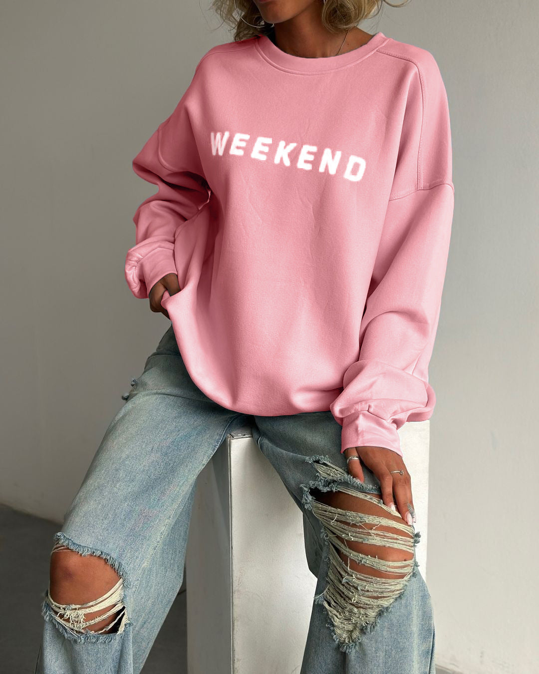 Women's Cozy Graphic Crewneck Sweatshirt Winter Fleece