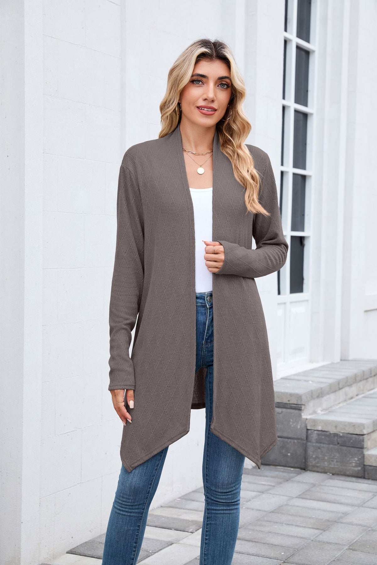 Women's Oversized Long Open Front Knit Cardigan Sweater