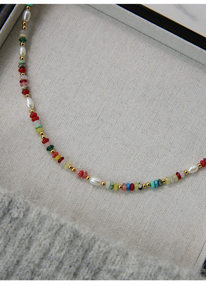 Multicolor Beaded Freshwater Pearl Necklace