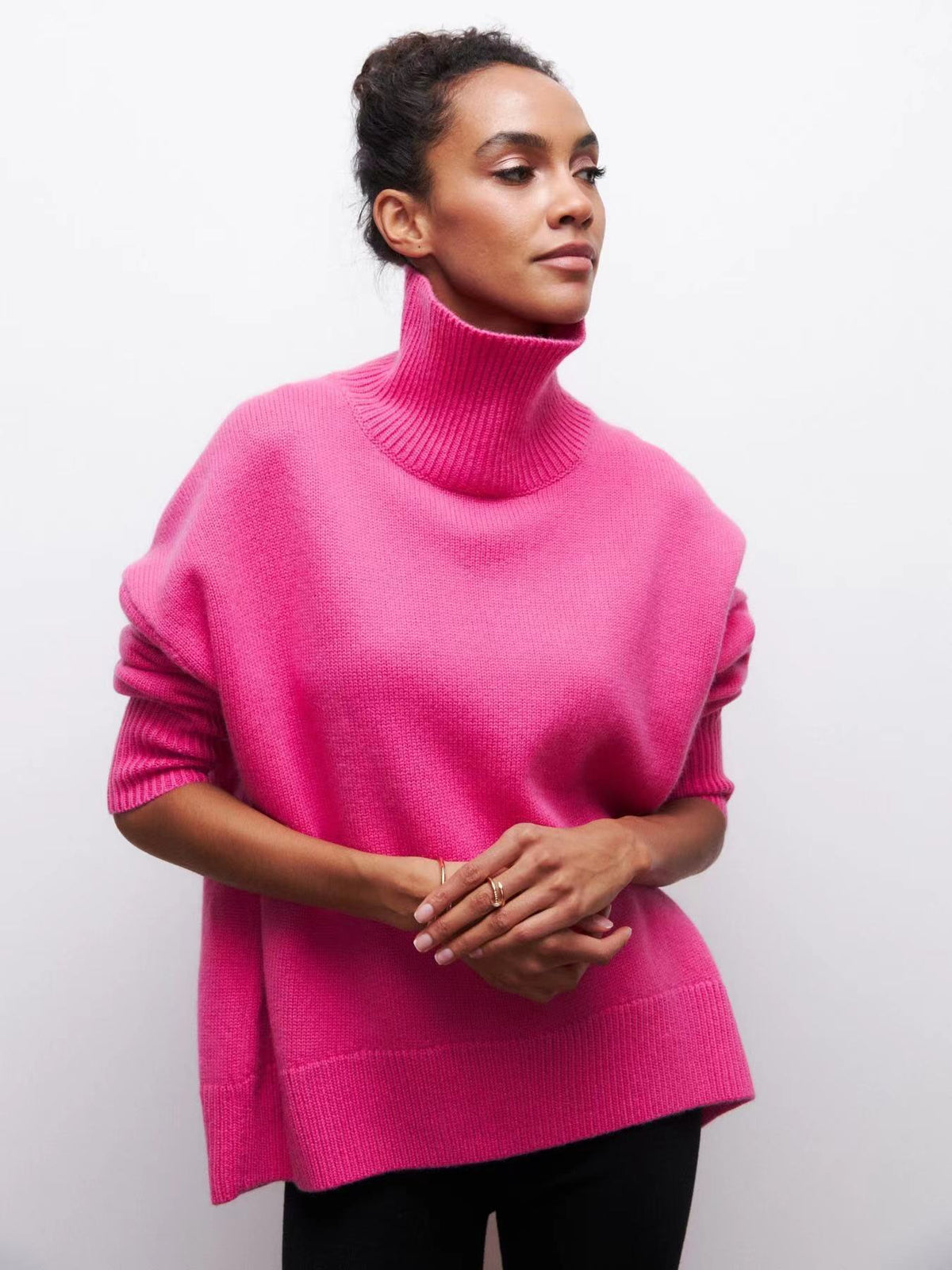 Women's Oversized Mock Neck Sweater Casual Fall Winter