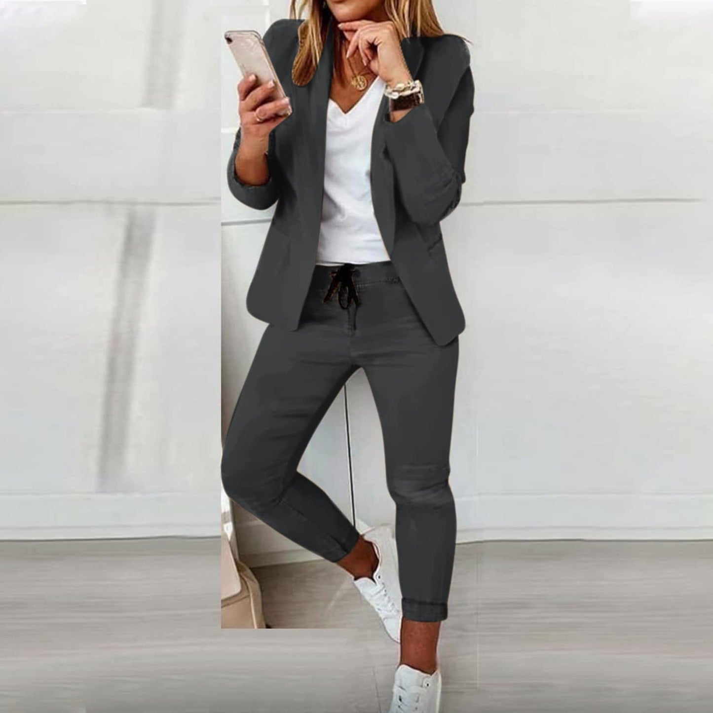 Women's Casual Blazer & Pants Two-Piece Suit Set