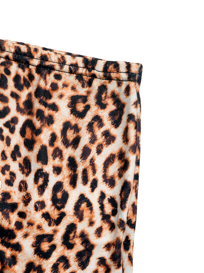 Leopard Print Lace Trim Boyshorts Stretchy Mid Rise Shorts