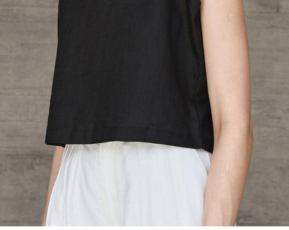 High-End Linen Vest Top Womens Reversible Sleeveless Casual