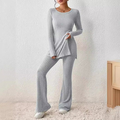 Women's Ribbed Knit Slim Fit Two Piece Pants Set