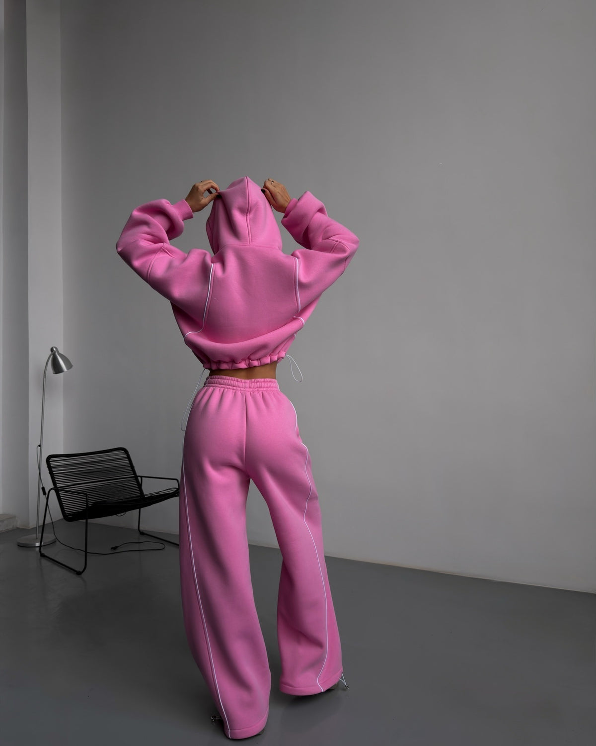 Women's Oversized Zip Hoodie Wide Leg Sweatpants Set