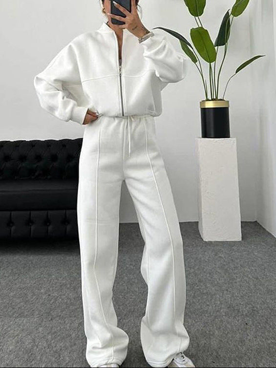 Women's Matching Set Zip Jacket Wide Leg Sweatpants