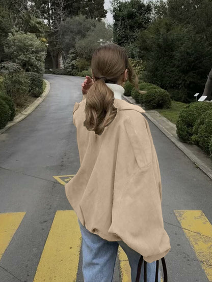Women's Casual Batwing Zip Up Jacket